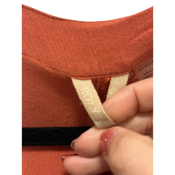 Roxy Womens Floral Open-Front Kimono Cardigan M/L Rust Orange & White Lightweigh - Picture 4 of 7